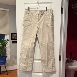 LOFT Cream Ankle Cropped Pants